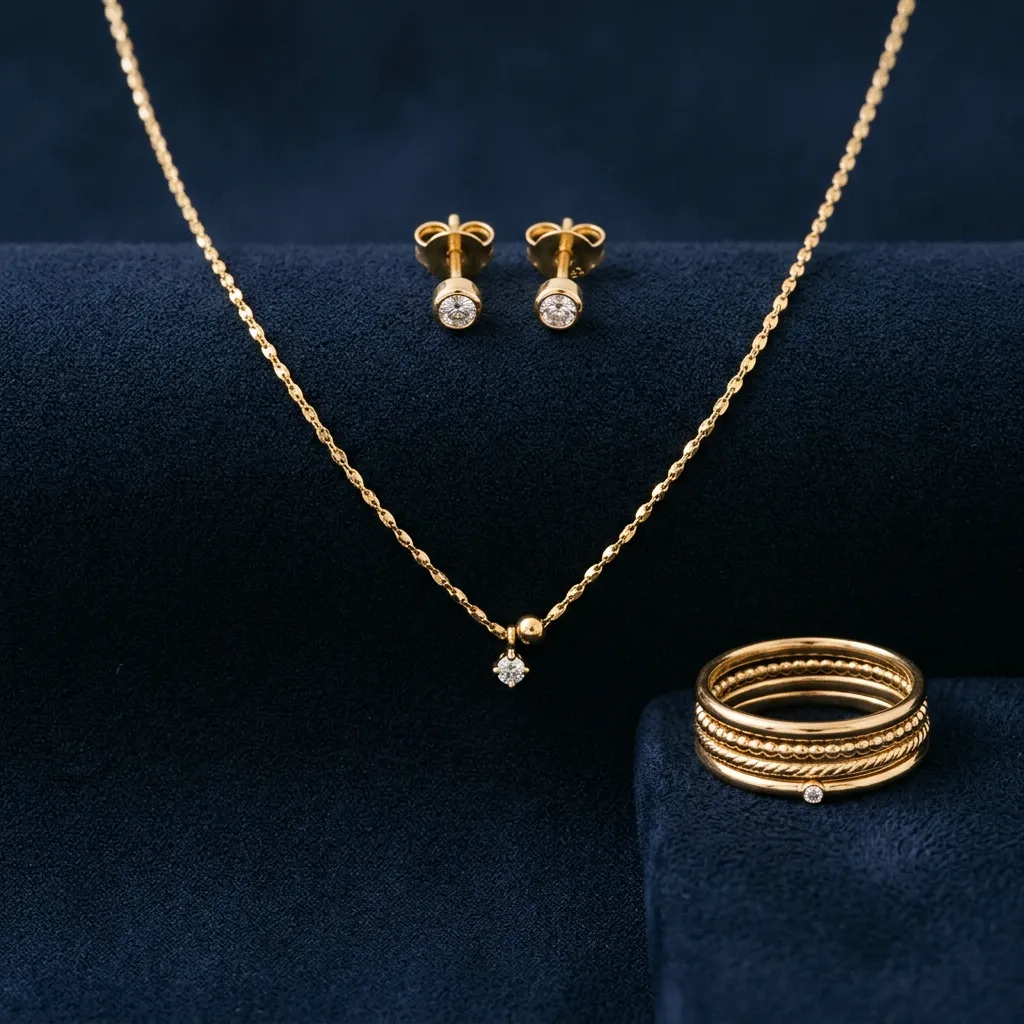 Daily Wear Jewellery — Lightweight Gold Chains, Diamond Studs & Stackable Rings